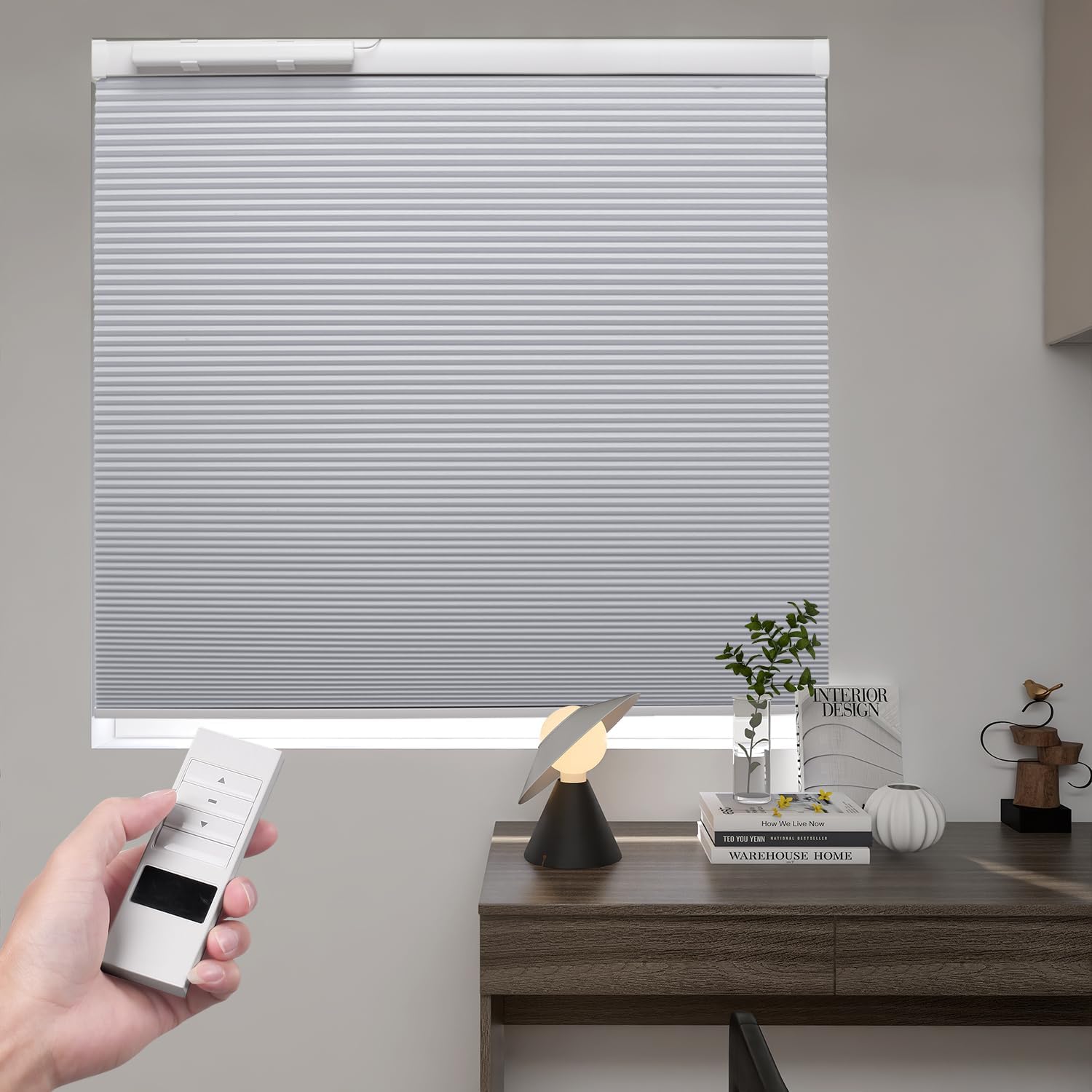 Motorized Blackout Cellular Shades Customized Size Thermal Insulation Window Blinds, Honeycomb Blinds for Home, Office, Hotel, Club, Restaurant-93021A