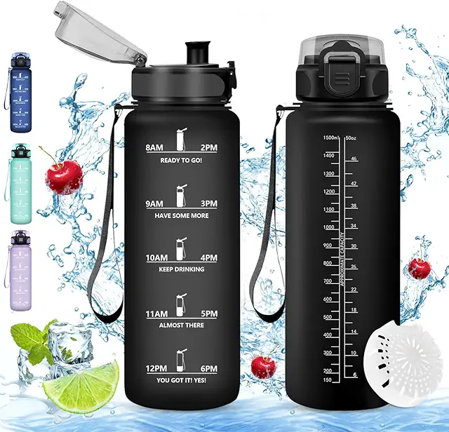 Gourde Sport Stylanda 500/1000/1500ml Sans BPA, Étanche avec Filtre et Marqueur de Temps
