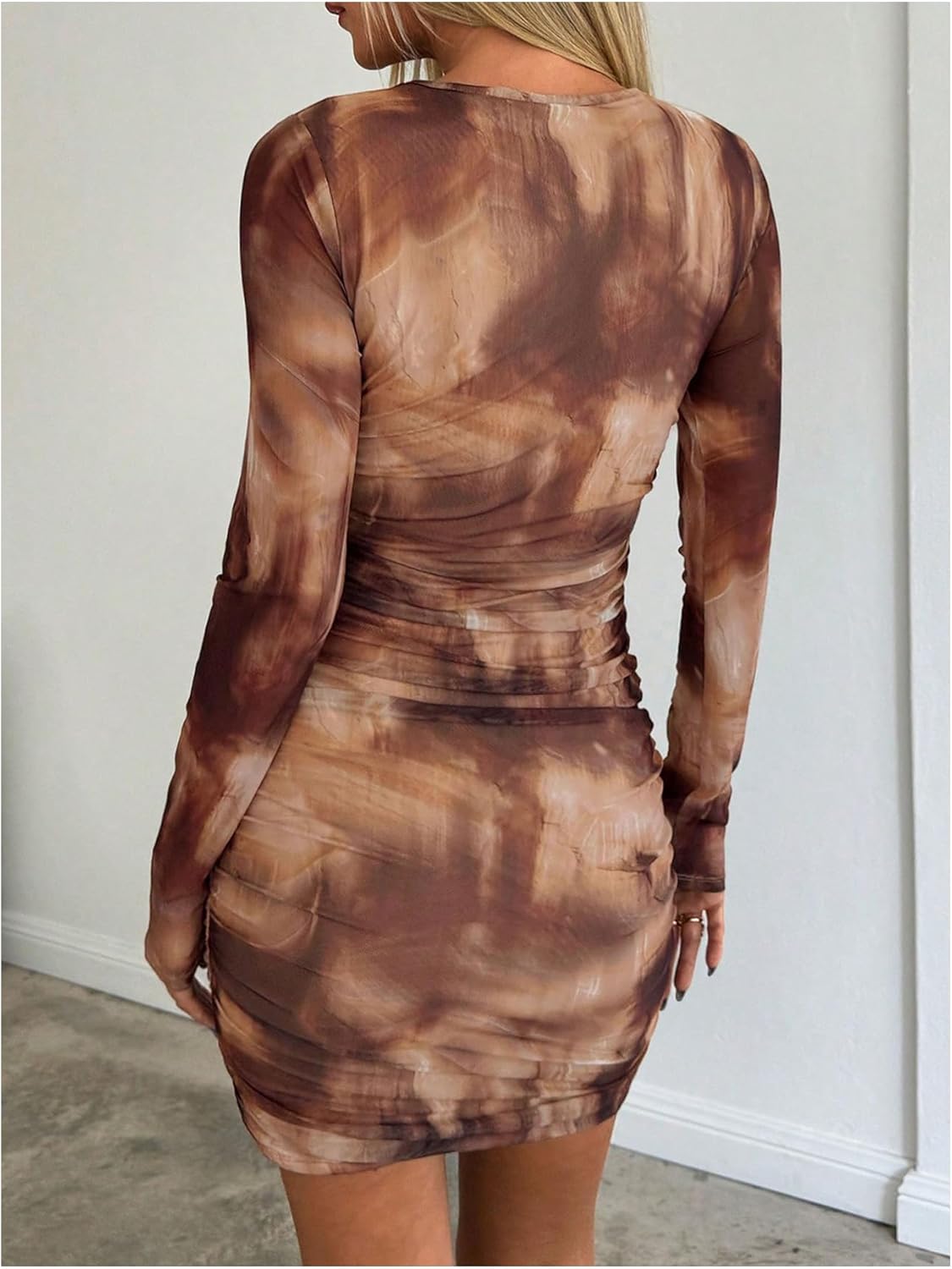 SOLY HUX Women's Long Sleeve Bodycon Mini Dress Tie Dye Party Pencil Dresses Night Out Outfits - Image 2