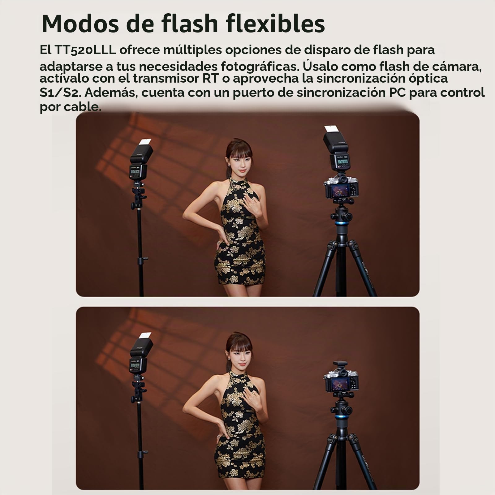 GODOX TT520III Speedlite - Flash de cámara con lanzador RT-16, 433 MHz inalámbrico flash GN33 S1/S2, control óptico, diseño de zapata de contacto único, funcionamiento con batería, compatible con