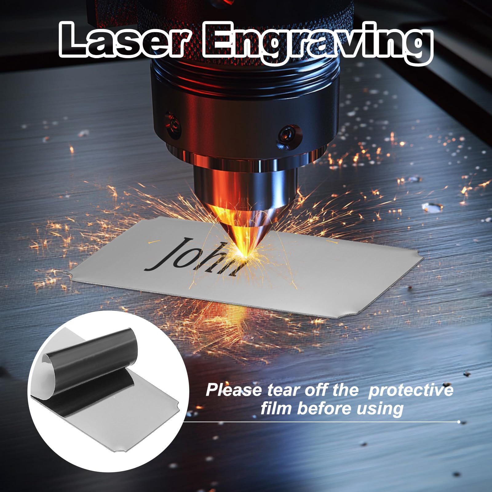 2.5" H X 6" W, Custom Elegant Engraved Plate, Personalized Memorial Plaque, Brushed Stainless Steel Or Brass Laser Engraved Name Plates With Adhesive Backing Or Screws, Square Corner (Silver, Gold - View #11