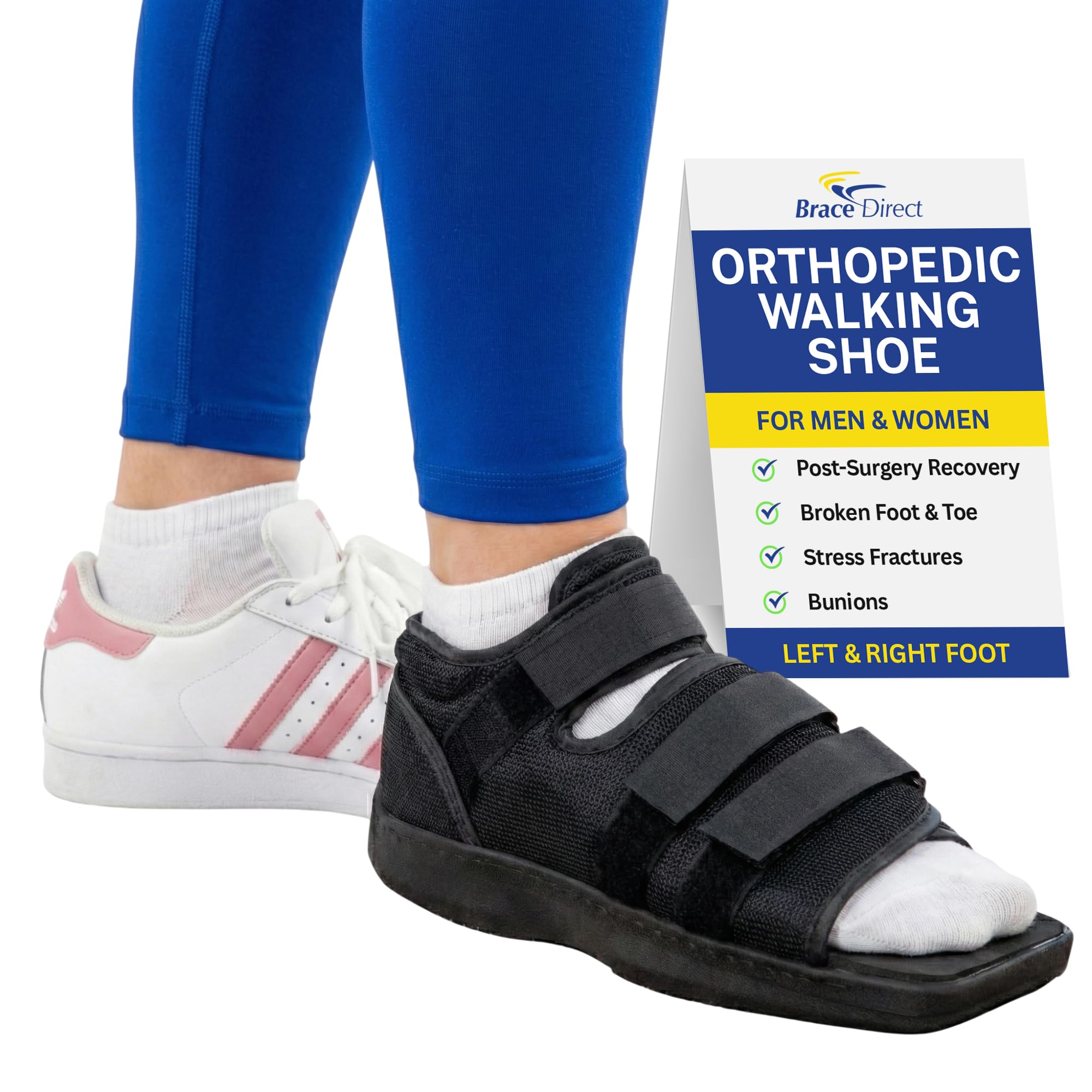 Brace Direct Post Op Shoe & Medical Foot Brace – Stress Fracture, Broken Toe & Bunion Support L3260 – Orthopedic Walking Immobilizer for Left or Right Foot (LG - WOMENS US SHOE: 8.5-10.5)