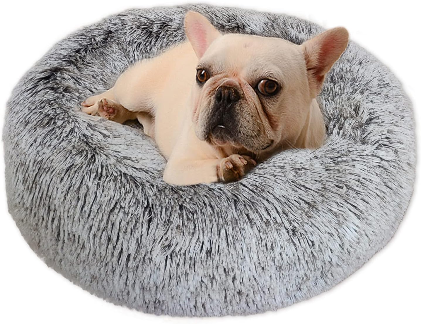 Washable Dog Bed for Small Medium Dogs, Zipper Round Fluffy Donut Cuddler Dog Beds, Machine Washable with Removable Cover Warming Comfy…