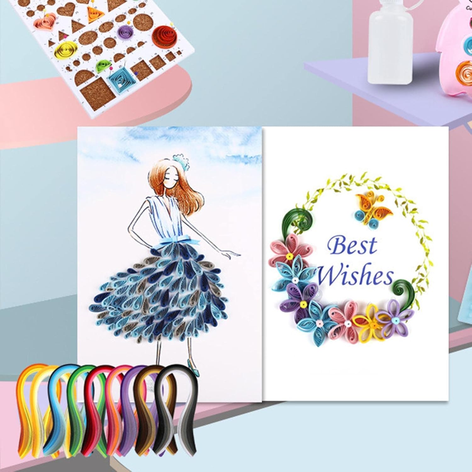 Paper Strips Quilling Tool Kit 900 Colorful Strips Birthday Gift DIY Craft