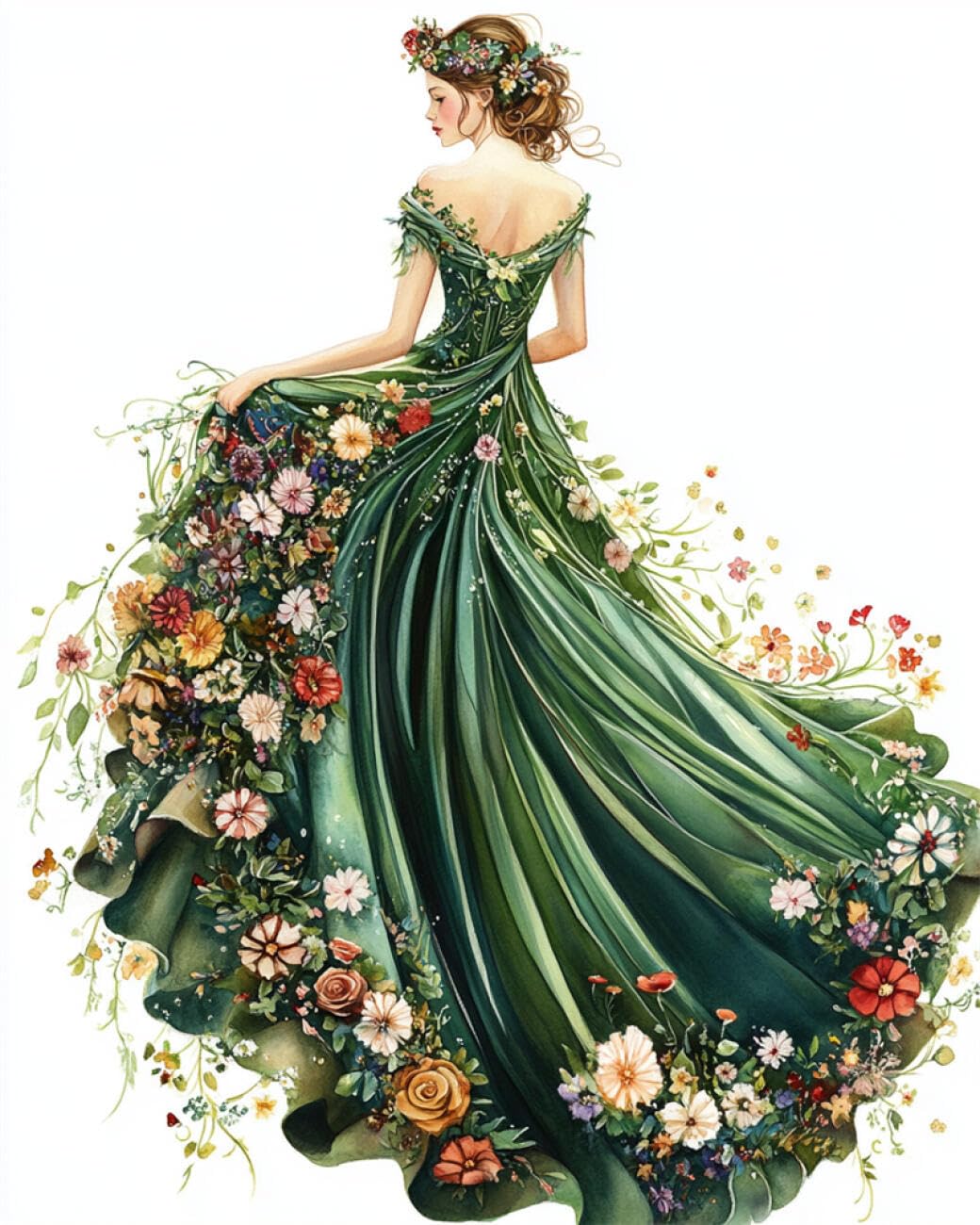 AMBATTERY DIY Beaded Cross Stitch Kits Anime Women and Flowers Bead Embroidery Kit for Adults Needlepoint Tapestry Set Beaded Stitching 40x50cm