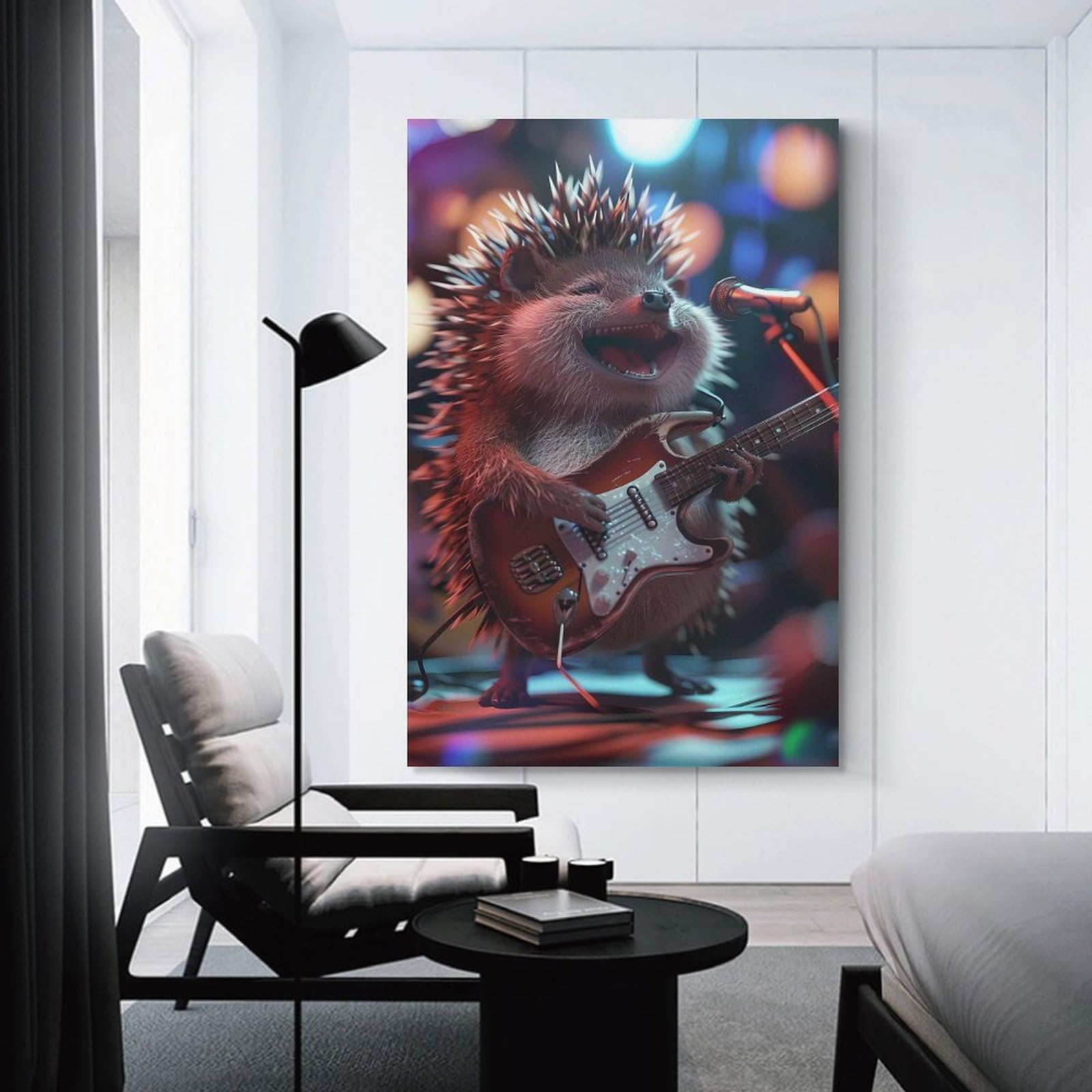Junmoney Wall Picture Print Hedgehog Rock, 20x30inch(50x75cm), for Living Room, Lounge Or Sitting Room, A Home Accent with Warm Character