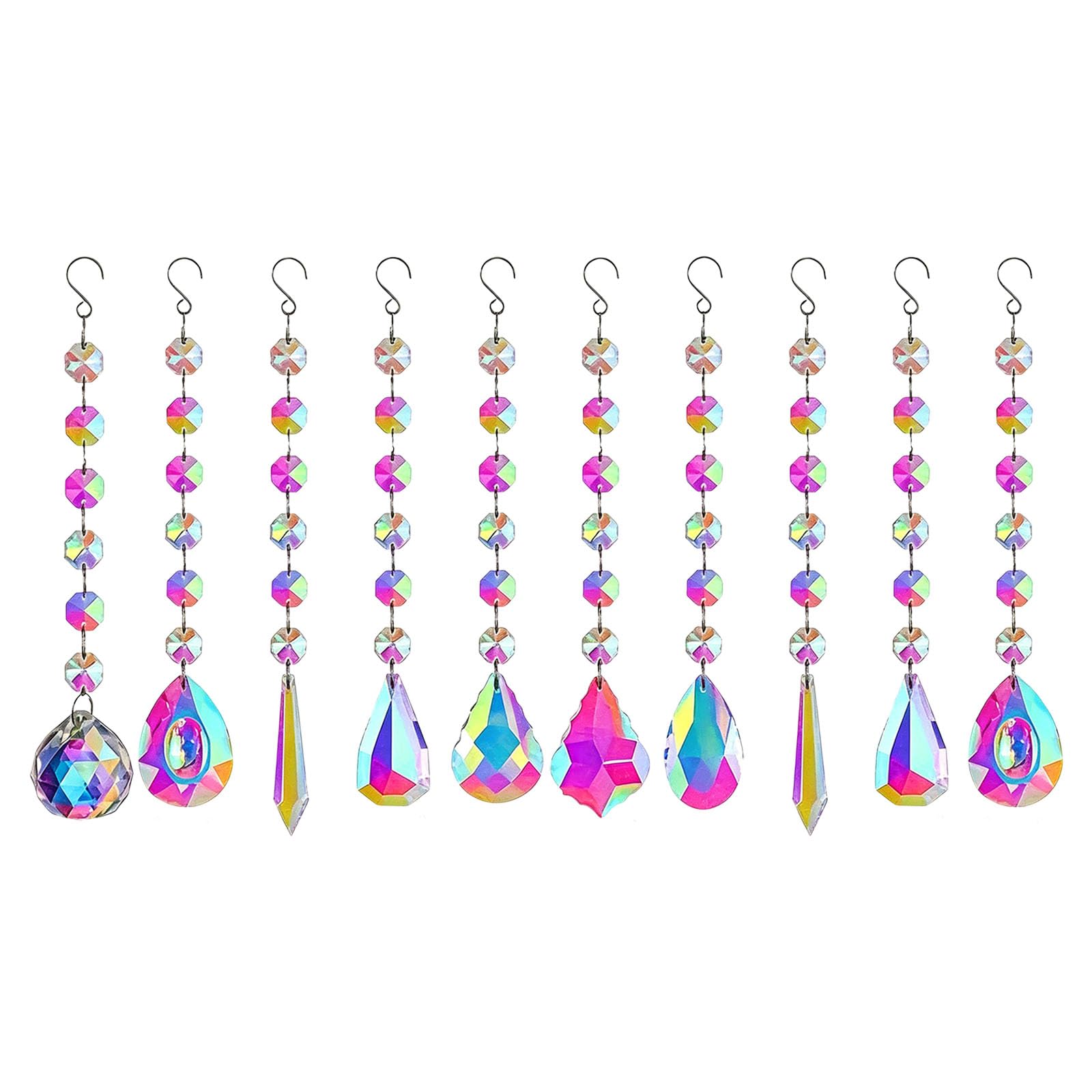 Reflective Bead Decor Set, 10 Piece Sun Prism Ornaments for Home Celebration Display and Wedding Party Accent Decor Sun Prism Faceted Bead Strand Reflective Glass Ornament Home Room Event Party Accent