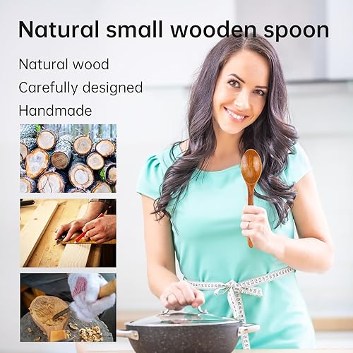 Miniatura 3 de 8 cucharas de madera pequeñas de miel, cucharas de madera para cocinar, cucharas de 5.7 pulgadas para té, cucharadita de miel para café, cucharadita