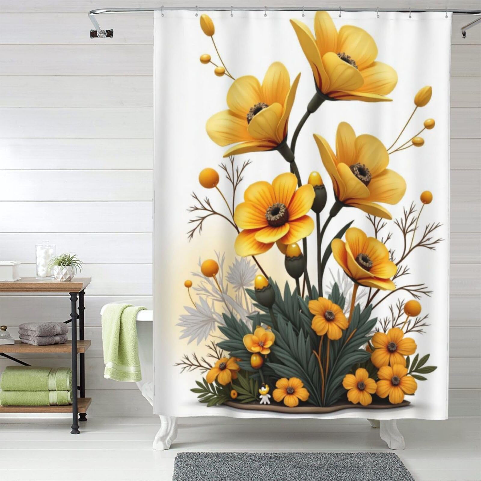 Rideau de douche floral pour une décoration de salle de bain champêtre