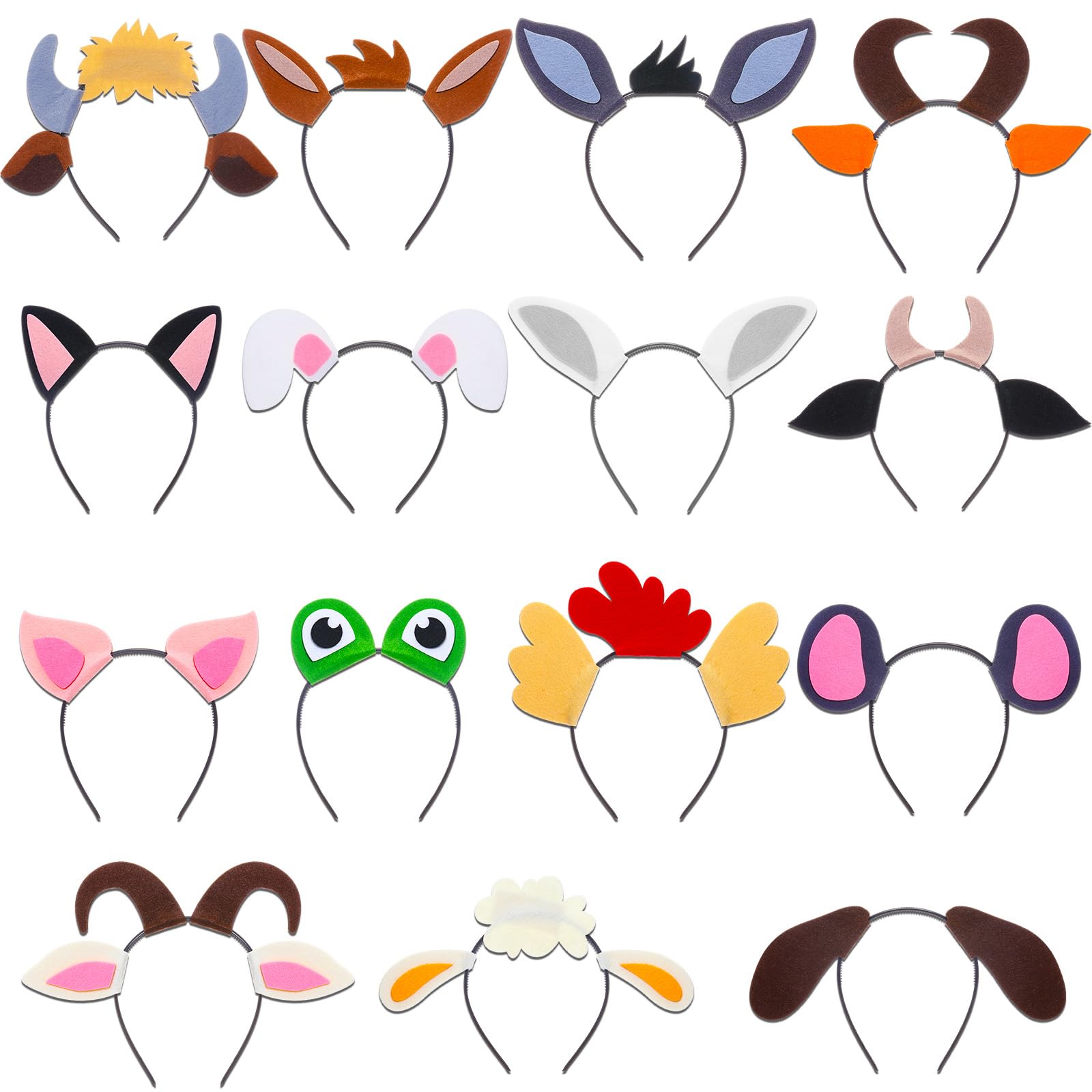 Kigeli 30 Pcs Farm Animal Headband for Kid, Jungle Safari Ears Halloween