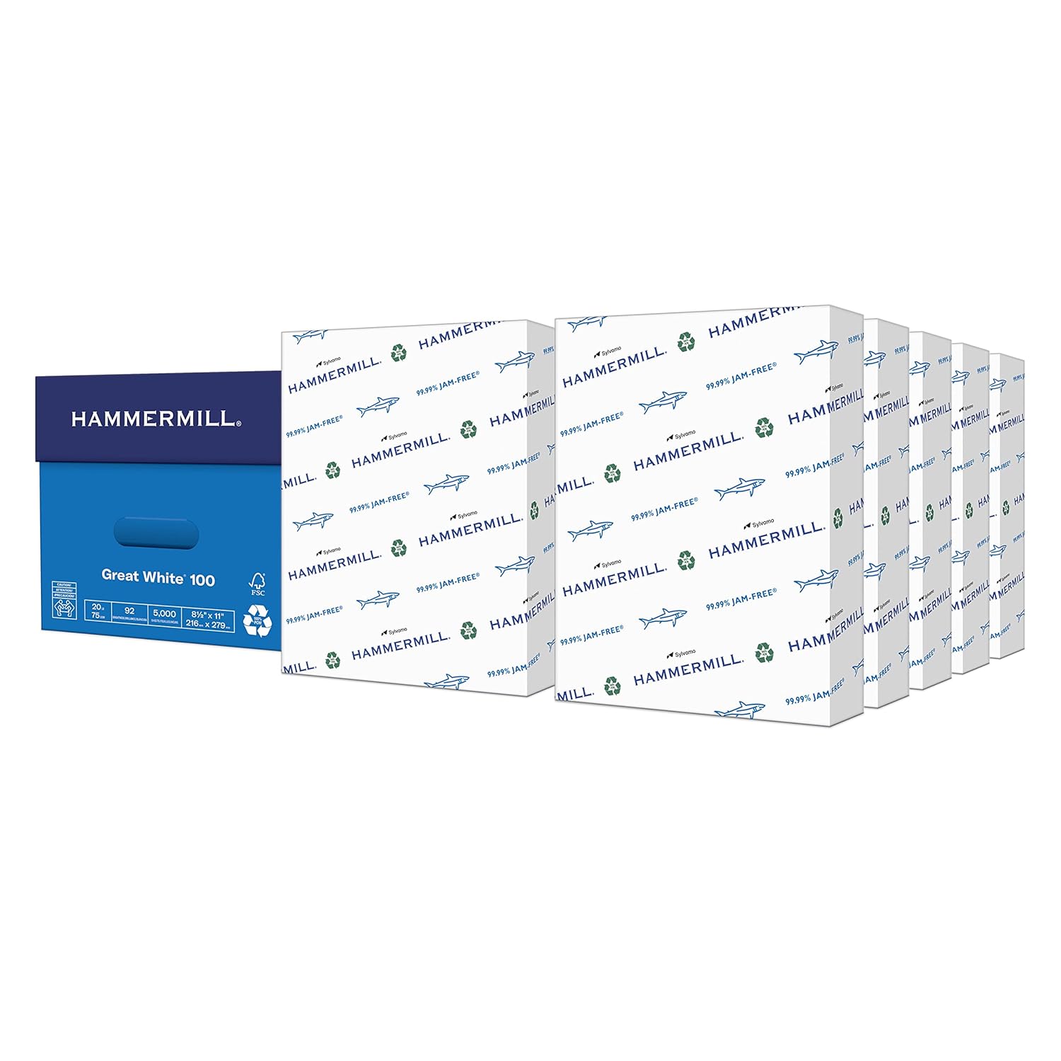 Hammermill Paper, Great White 100 Recycled Printer Paper, 8.5 x 11