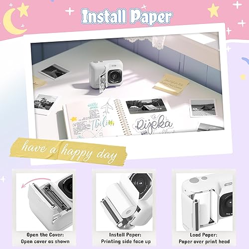 Miniatura 7 de Cámara para niños, cámara de impresión digital instantánea 1080P para niños, regalos de cumpleaños de Navidad para niñas de 4, 5, 6, 7, 8, 9, 10