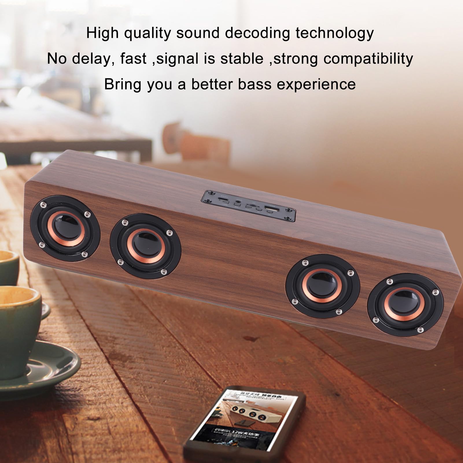 Głośnik Bluetooth Sunicon, drewniany domowy sprzęt audio Retro głośnik Bluetooth 3D głośnik surround zewnętrzny przenośny głośnik do laptopa telefon komórkowy (Brown wood grain (export))