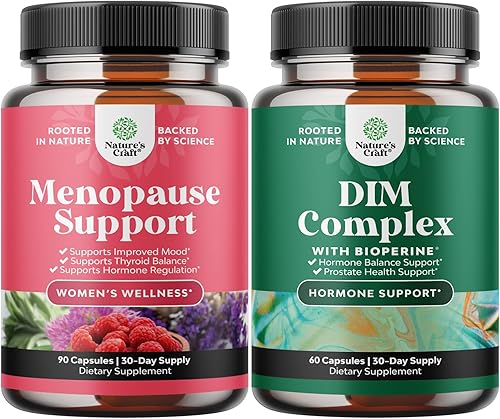 Paquete de suplemento total para la menopausia - Alivio de sofocos - Dong Quai Vitex Baya casta y cohosh negro y DIM puro con bioperina - Complejo