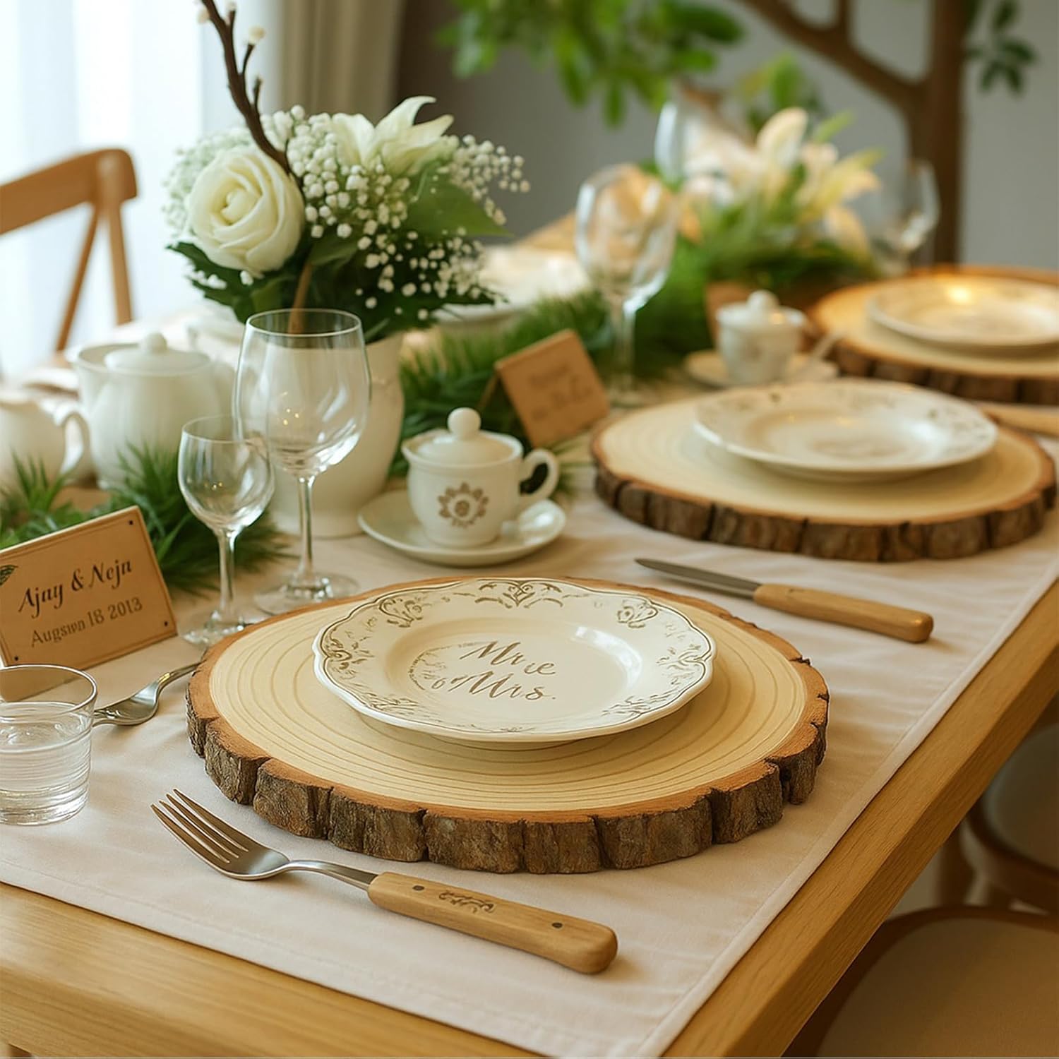 Large Wood Slices for Centerpieces, Natural Rustic Wooden Rounds, 9-10 Inch, Set of 10, Wedding Event Table Decor - Image 5