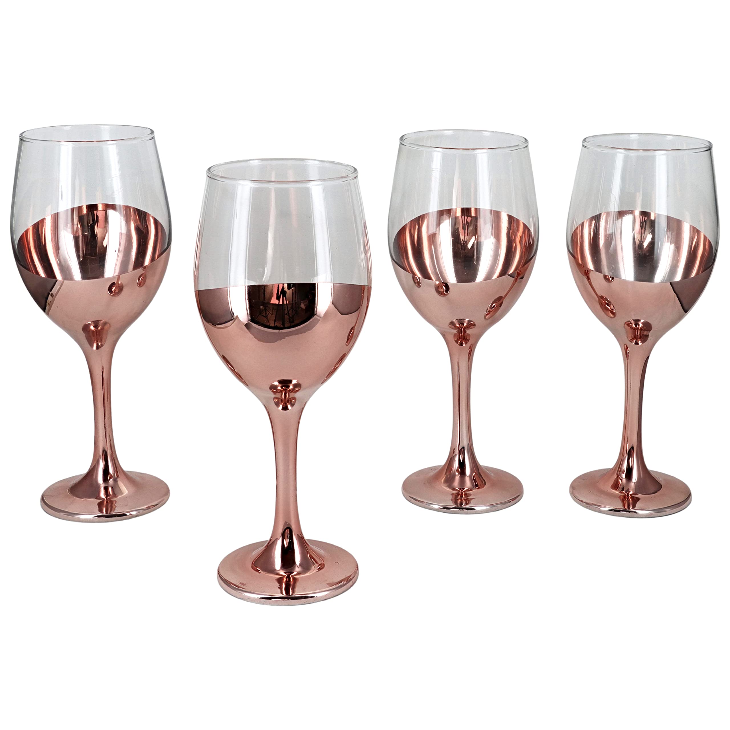 Set of 4 Sephora Two-Tone Rose Gold Wine Glasses Elegant Metallic Finish 450ml