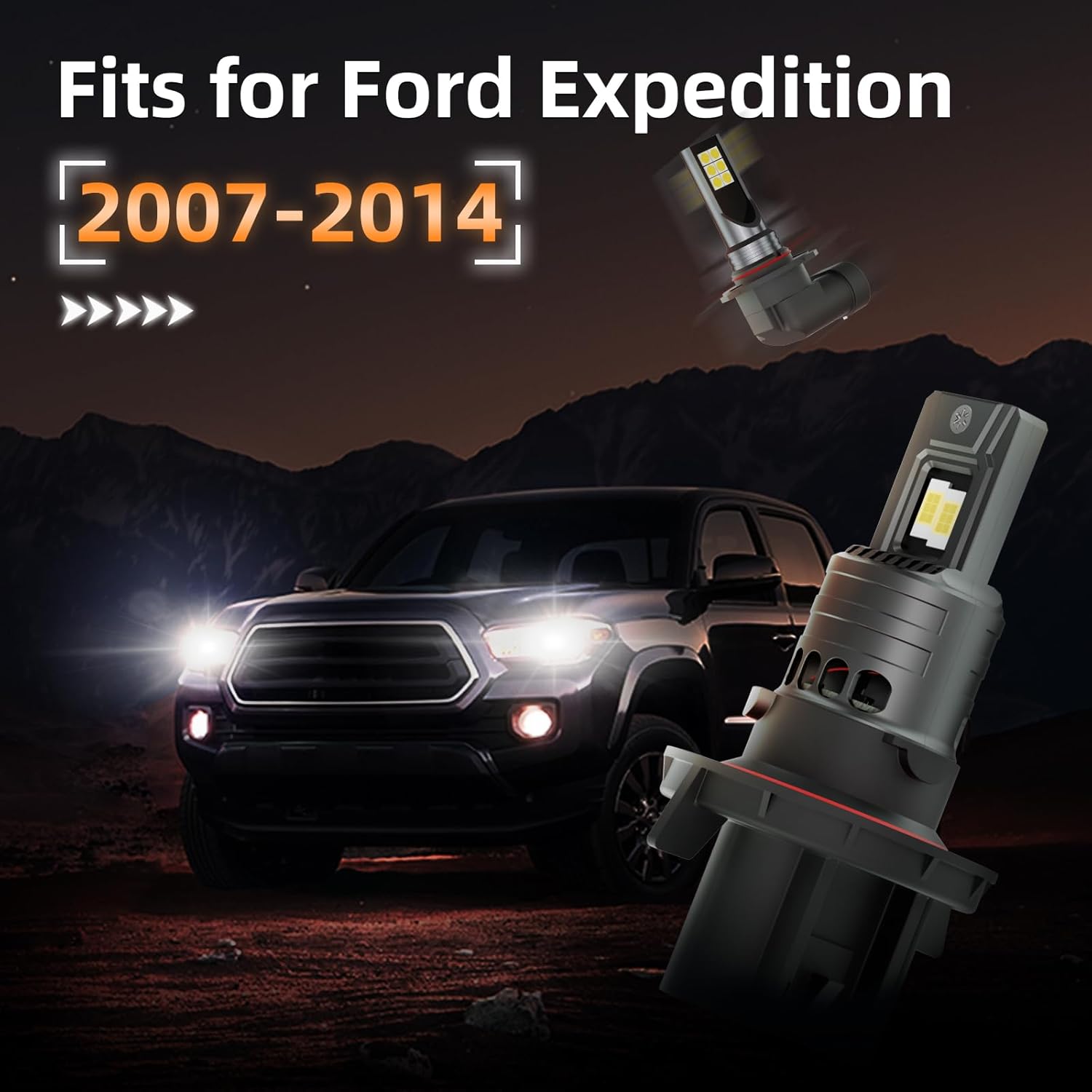 for Ford Expedition 2007-2014 Fog Lights Bulbs Combo, 4pcs Super Bright White Dual Beam and Fog Lights Blubs Package, 1:1 Size as Stock Bulbs, Plug and Play