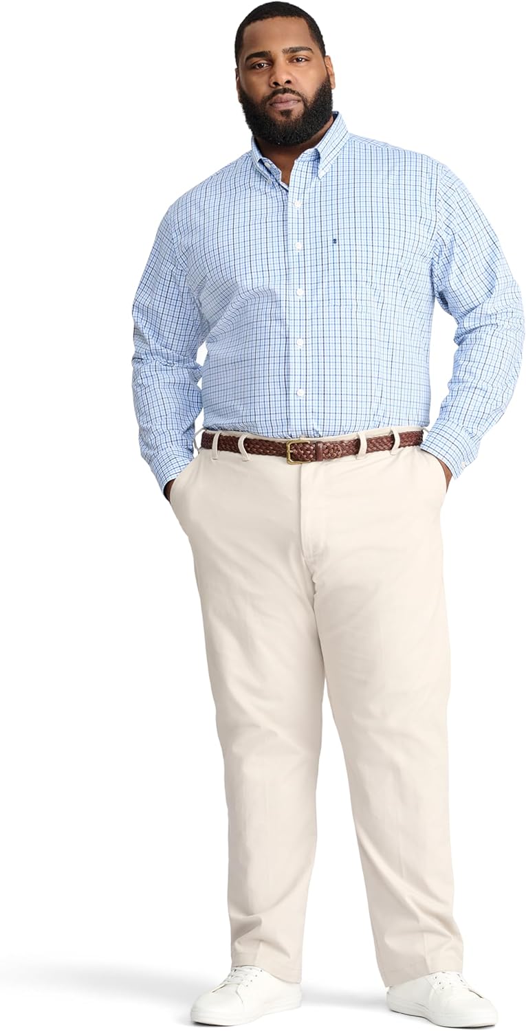 Izod Mens Big and Tall Performance Comfort Long Sleeve Plaid Button Down - Image 3