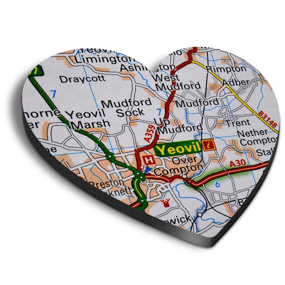 1 x Heart MDF Magnets - Yeovil England Travel Holiday Map 46515