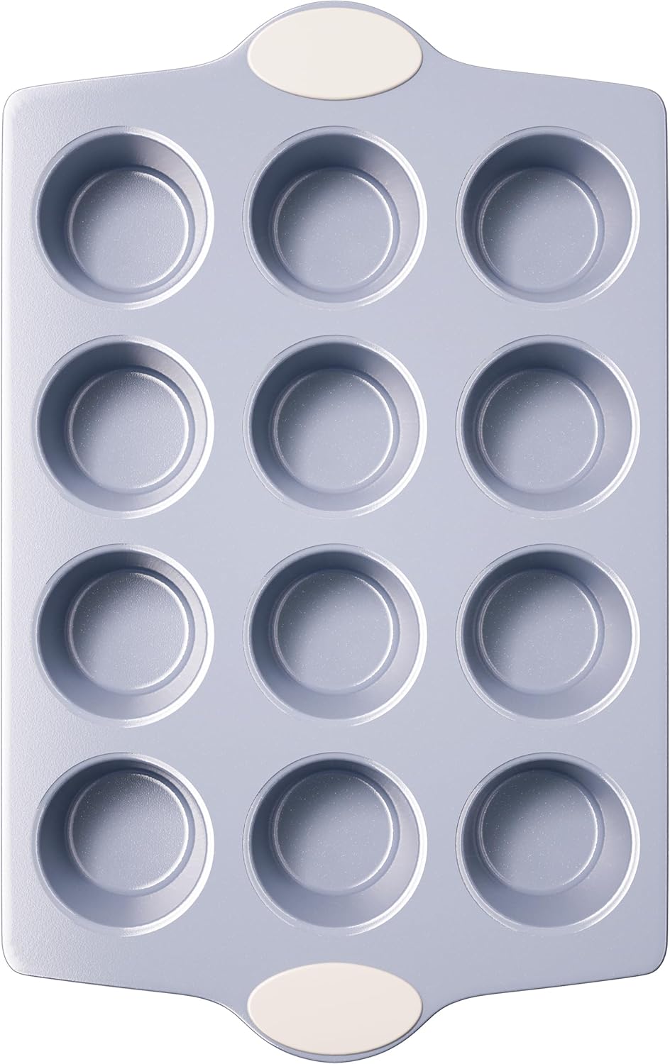 BRONYPRO 12-Cup Non Toxic Nonstick Ceramic Muffin Pan & Cupcake Tin, PFOA & PFOA Free, Heavy Duty Rust-Resistant Aluminized Steel, Oven Safe, Cream White