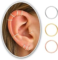 Vista 1 de Small Thin Hoop Earrings for Women,Tiny Huggie Hoop Rings for Cartilage,Helix,Targus,Conch,Nose,22g/24g/20g,14K Gold Filled/Sterling Silver/Rose