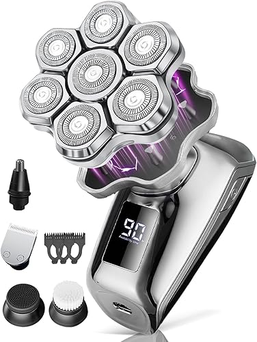 Maraiss Afeitadoras de cabeza para hombres Blad, cuchillas flotantes 7D, afeitadora eléctrica de cabeza, IPX7, resistente al agua, en seco y húmedo,