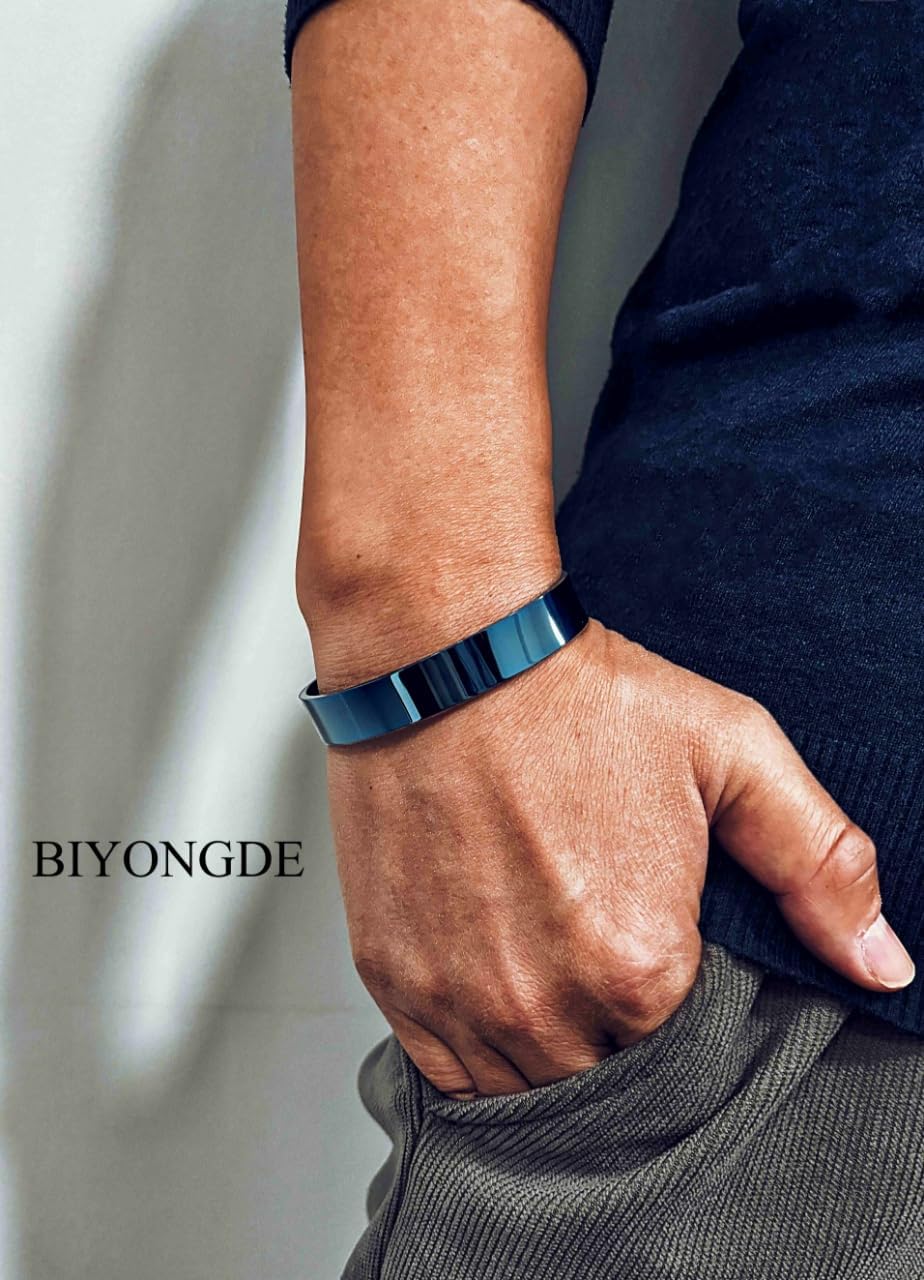 2 PCS Couples cuff bracelet Solid Minimalist Stainless Steel Cuff Bangle Bracelet designed for men women couples lovers - Image 2