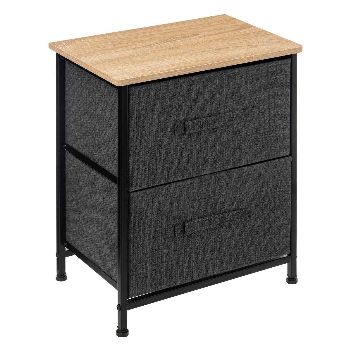 5five - Table de Chevet 2 tiroirs métal Gris