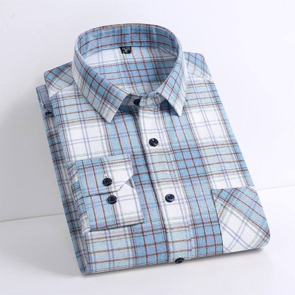 Camicia in Cotone A Maniche Lunghe da Uomo,Camicia Casual A Maniche Lunghe da Uomo, Camicia A Quadri in Flanella di Cotone da Uomo A Maniche Lunghe con Taschino sul Petto Camicia Casual A Quadri in