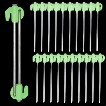 Glow in The Dark 22pcs Tent Stakes, 8 inch Heavy Duty Tent Stakes, Galvanized Non-Rust Forged Steel Tent Pegs Ground Stakes Canopy Stakes for Camping, Garden, Canopies, Inflatables, Outdoor