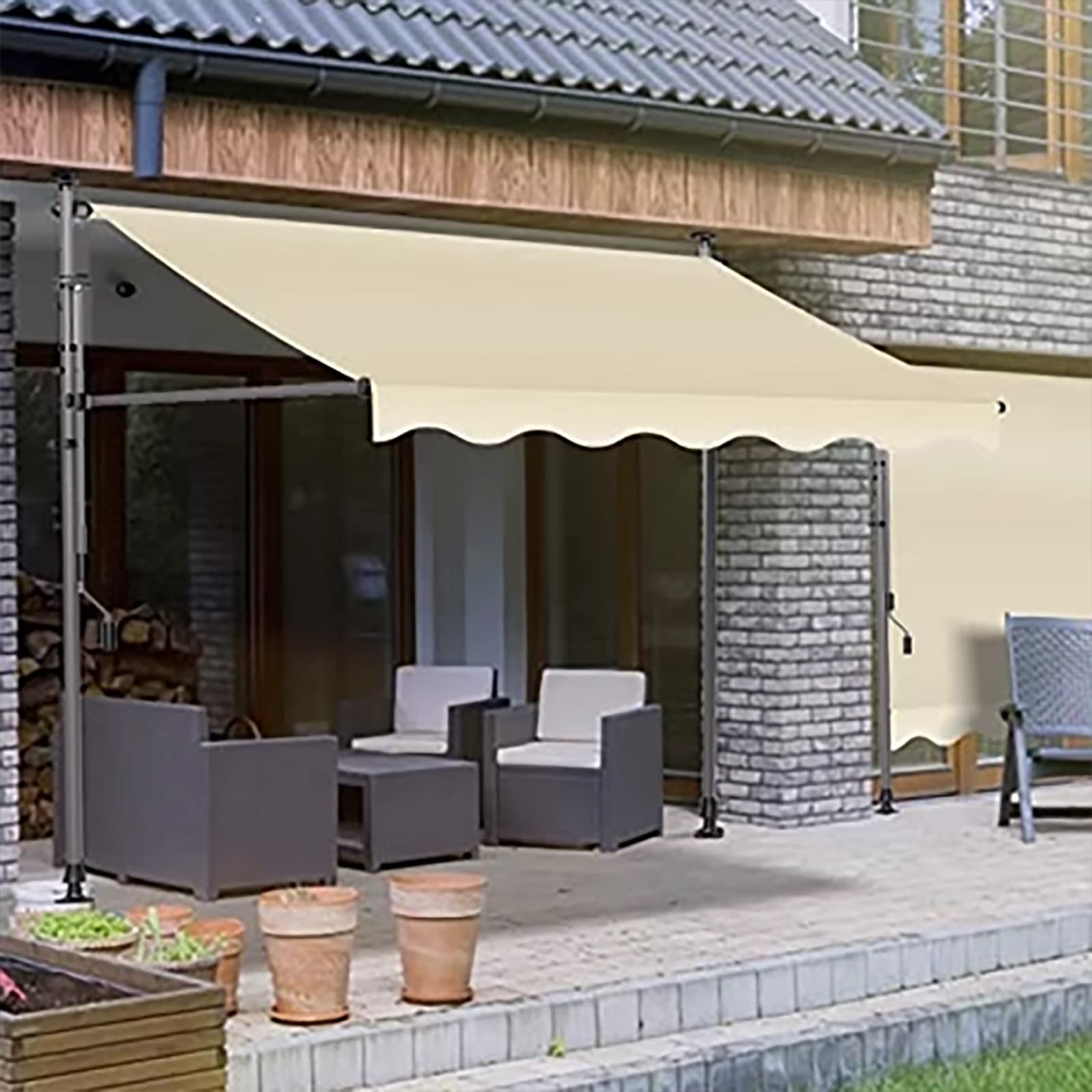 Toldo retráctil impermeable sin taladrar para jardín y patio