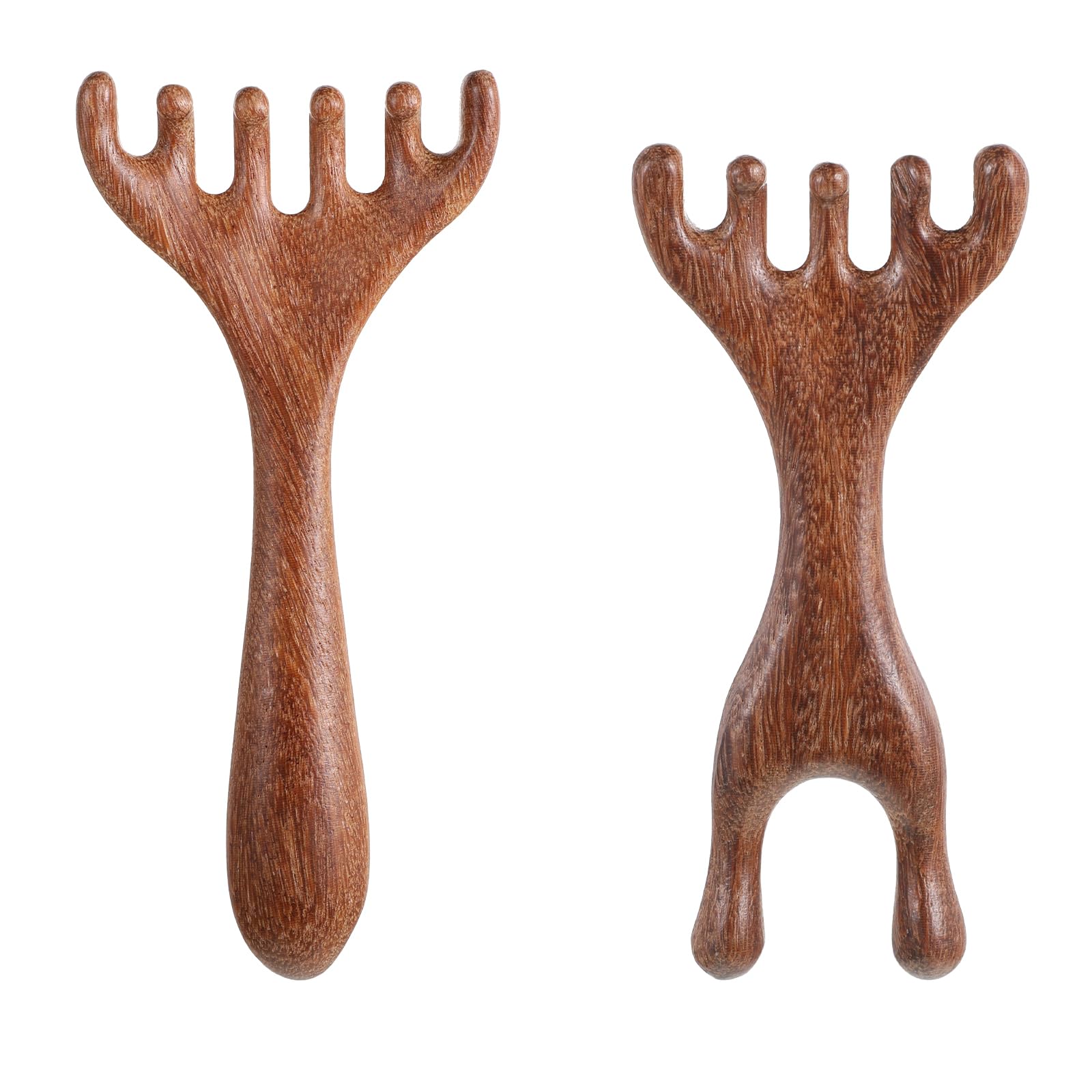 2 Pcs Wood Scalp Massager Wooden Head Massage Tool Sandalwood Massage Comb for Gua Sha Portable Foot Massager