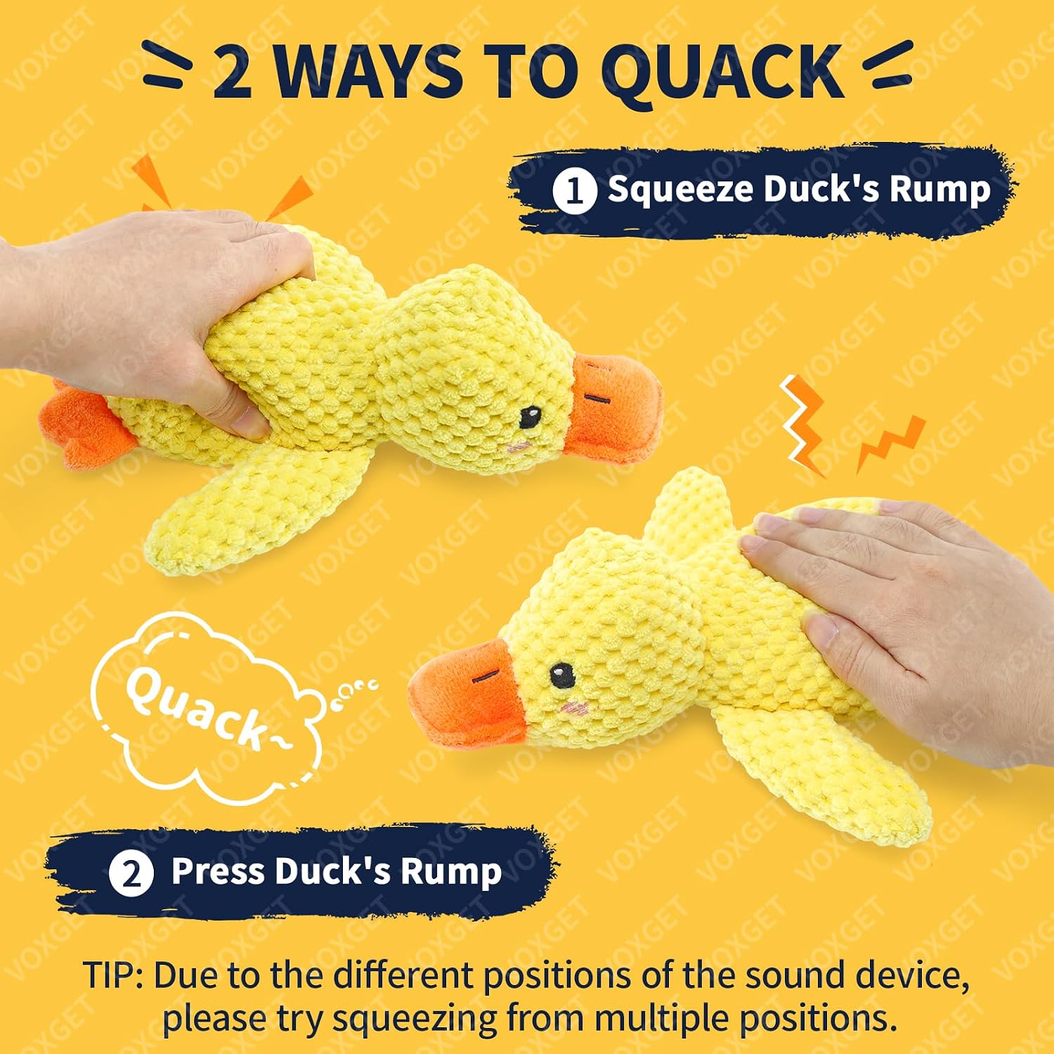 Calming Duck Toy for Dogs, 2026 New Interactive Crinkle Toy with Quack Sound for Dogs Teeth, Soft Stuffed Plush Mellow Calming Duck Pillow for Puppy Keep Busy -Yellow, 9"x6"(S)