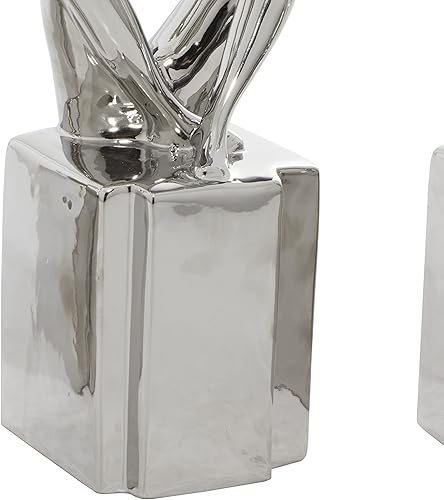 Miniatura 7 de CosmoLiving by Cosmopolitan Escultura decorativa de porcelana de cerámica, pensador sentado para decoración del hogar, juego de 3 figuras