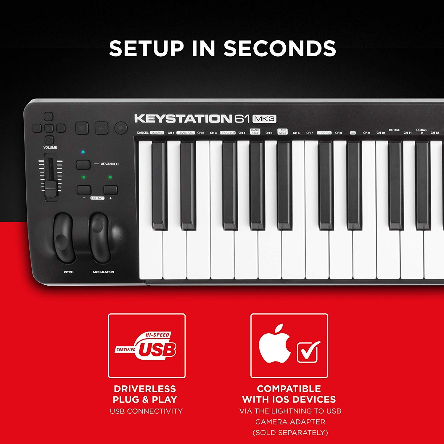 Amazon.com: M-AUDIO Keystation 61 MK3 Paquete de Controlador MIDI