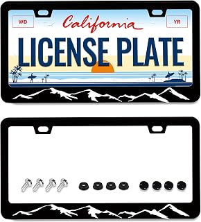 2pcs Mountains License Plate Frame Mountain License Plate Frames for Car Decorative Accessories License Plate with Screws for Standard Us Canada License Plate Holder 12x6 Inch
