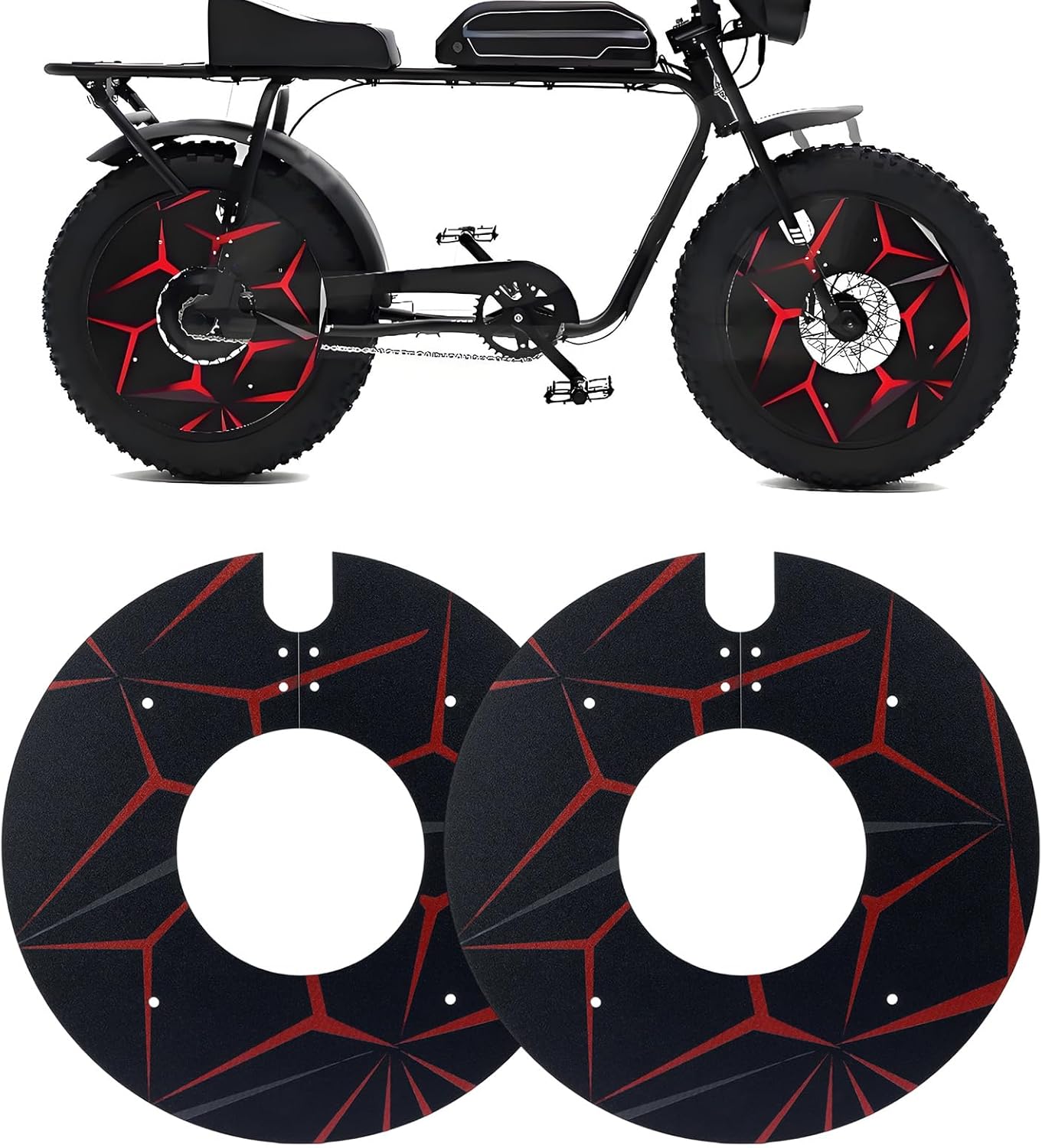 For SUPER 73 2PCS Wheel Hub Cover ABS Motorcycle-Style Rim Protector Compatible with SUPER73 Ebike S1 S2 RX Y1 ZX Models(Black+Red)