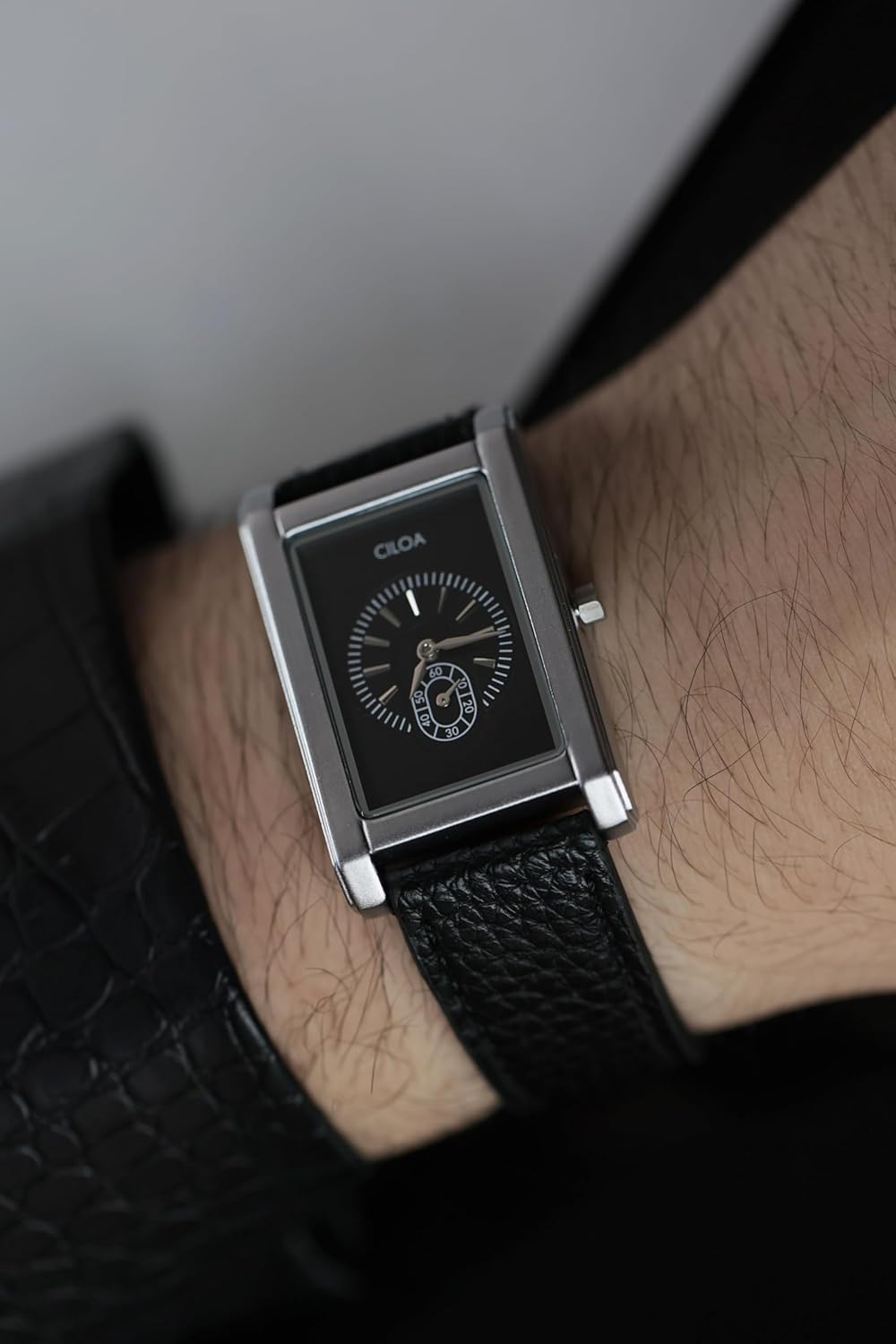 CILOA Watches for Men Unique Rectangle Relojes para Hombres Fashion Simple Analog Wrist Watch with Leather Strap
