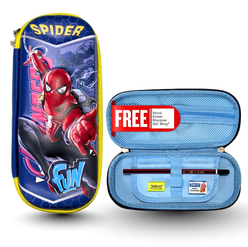 Pencil Cases, 3D Embossed, Large Capacity Compartments, School Supply Organizer for Students, Stationery Box, Cosmetic Zip Pouch Bag (Spiderman)-image-9