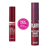 Vista 2 de Ruby Kisses Brillo de labios Butter Bomb Gloss, brillo de labios no pegajoso, vitamina E, tono natural desnudo, maquillaje de labios - 7.8mL