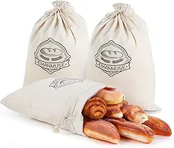 Pacote Com 3 Sacos De Linho Para Pão Caseiro E Fermento Natural, 30 X 44 Cm, Sem Branqueamento Forro Tpu - Armazenamento Ecológicos, Laváveis Reutilizáveis (Fazenda, Padaria, Artesanato)