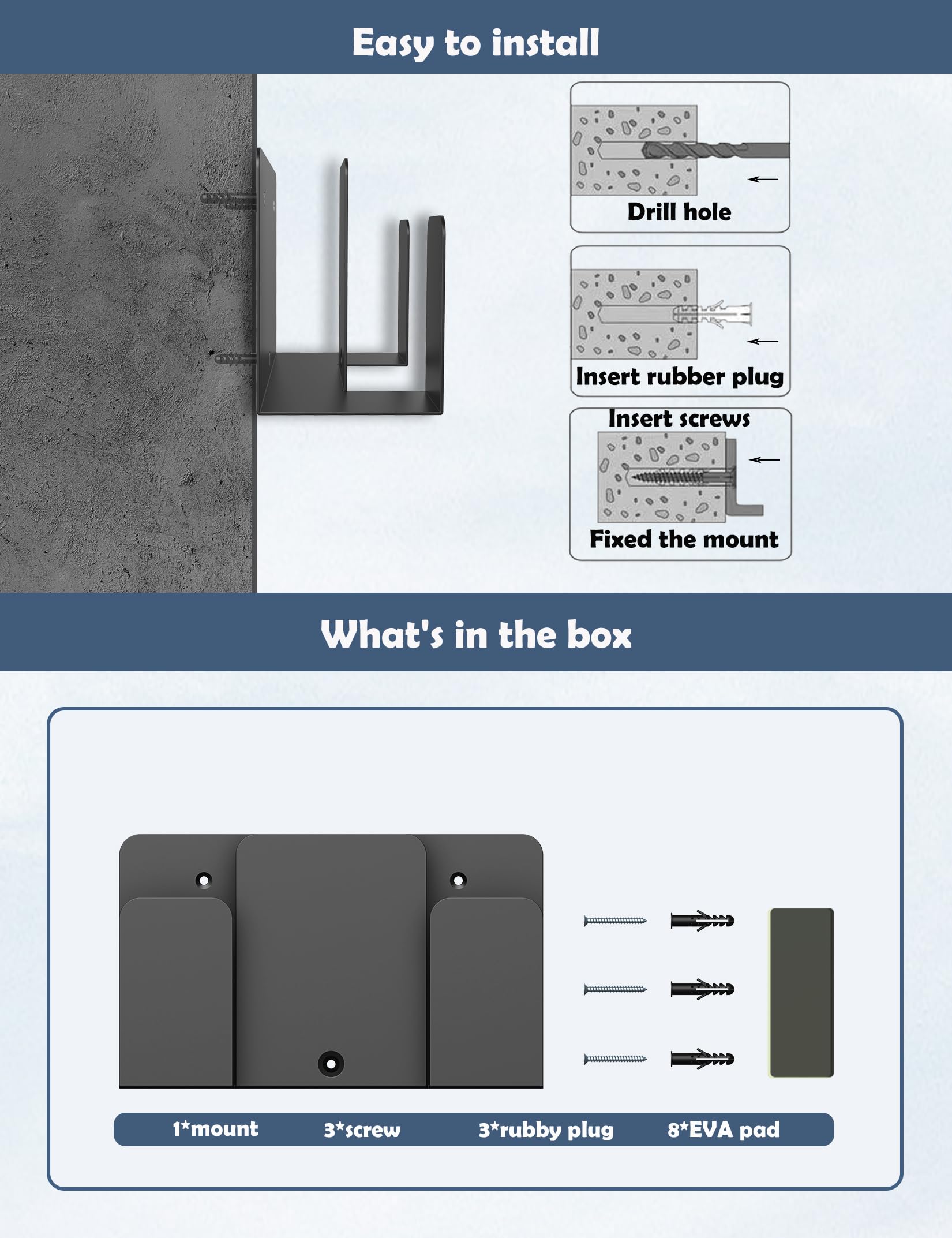 Soporte de pared universal para organizador de oficina para computadora portátil/teclado/tablet/Kindle/router/módem/caja de cable/teléfono celular y más dispositivos pequeños y anchos