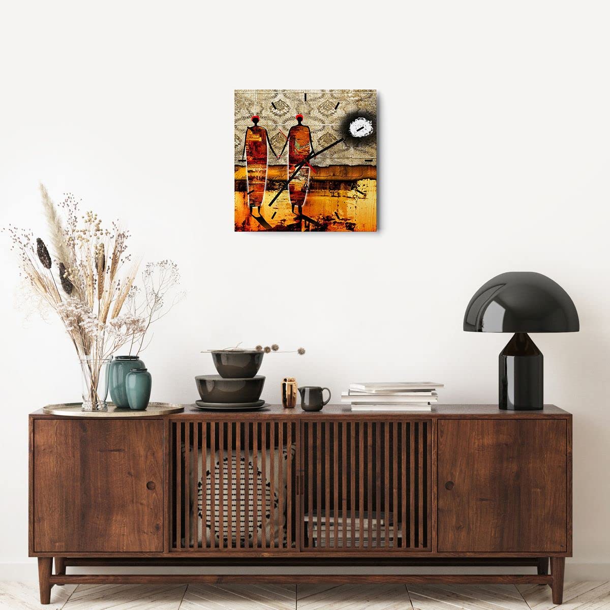 Reloj de Vidrio 40x40cm Cuadrado Decorativo Abstracto Personas - 0659