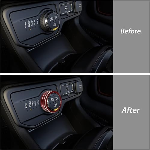 Miniatura 3 de KEEGTBOX Cubierta de botón de la perilla del interruptor de control de la consola central 4WD, compatible con Jeep Renegade Cherokee Compass SUV