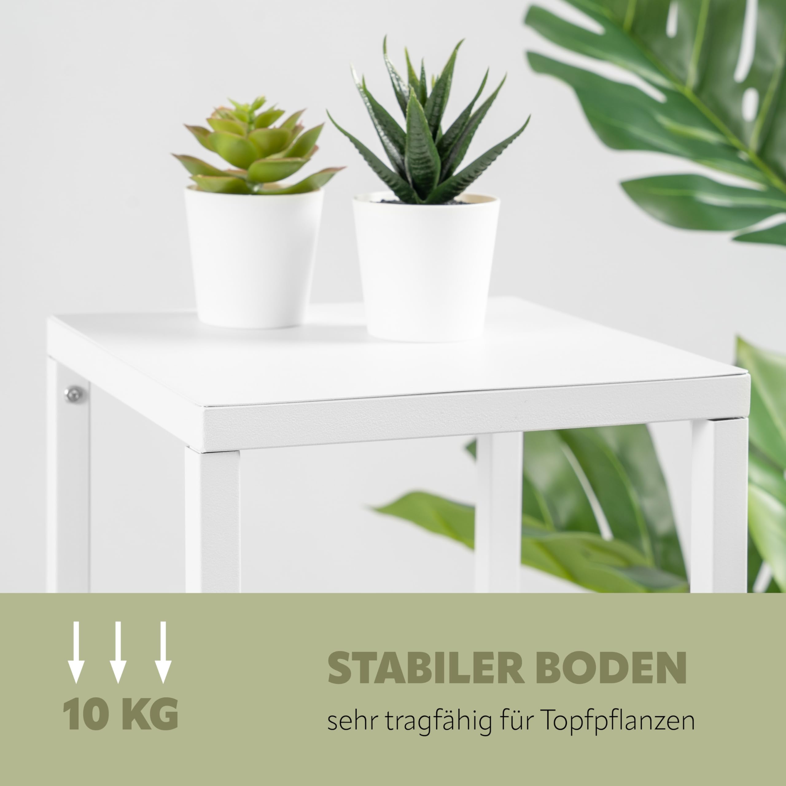 bremermann Blumenhocker 3er-Set, Metall-Pflanzenständer, moderne Blumensäule ideal für Wohnzimmer, Flur und Büro, stabiles Regal für Dekoration und Zimmerpflanzen, aus Metall (Weiß)