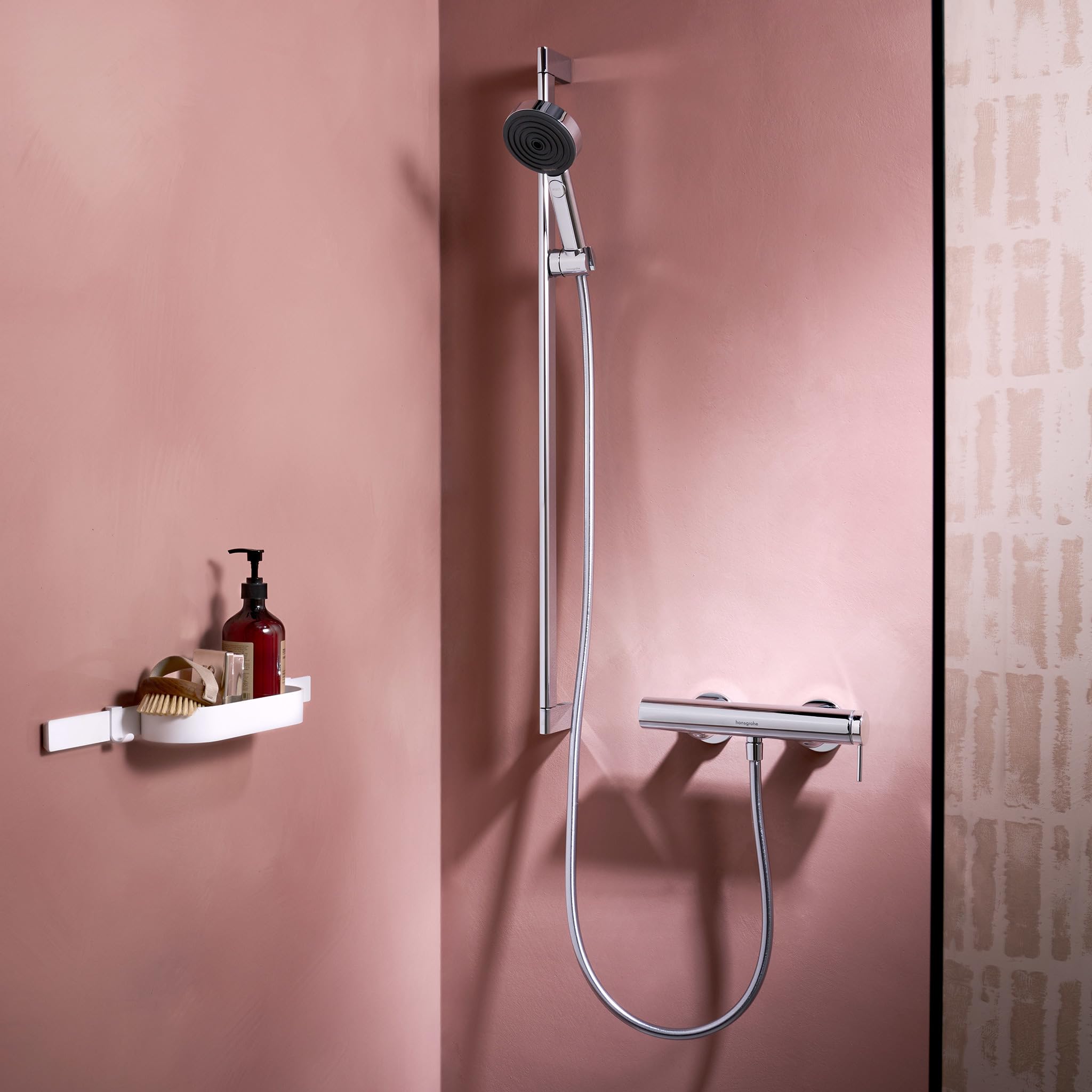 hansgrohe Tecturis S, grifo de ducha visto para 1 función, grifo monomando ducha, mezclador monomando de ducha, cromo