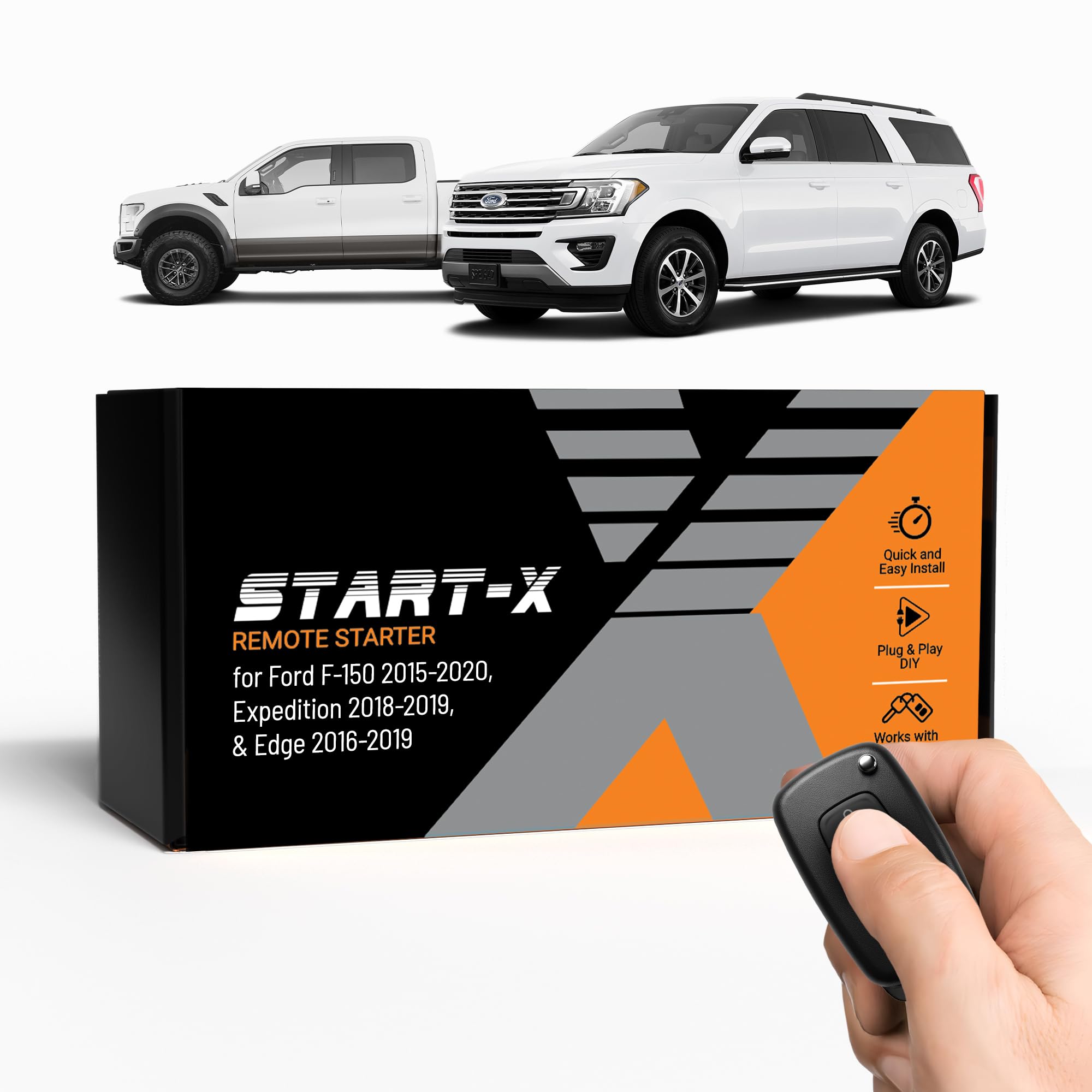 Start-X Remote Starter Kit for F-150 (2015-2020), Edge (2016-2019) & Expedition (2018-2019) Vehicles | Push-to-Start & Key Ignition | Plug & Play Install | Press Lock-Unlock-Lock to Remote Start