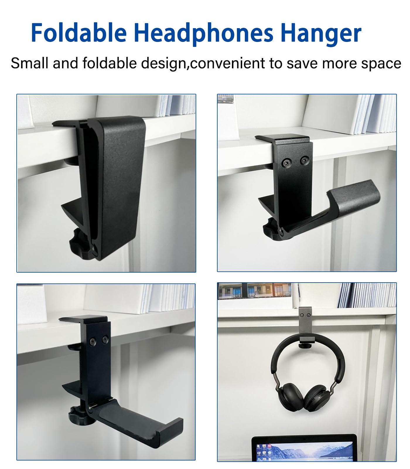 DAZLOR Weiyichuang Desk Headphone Hanger,Headphone Stand, Headphone Foldable Hanger Adjustable Headset Stand Clamp Mount Desk Hook