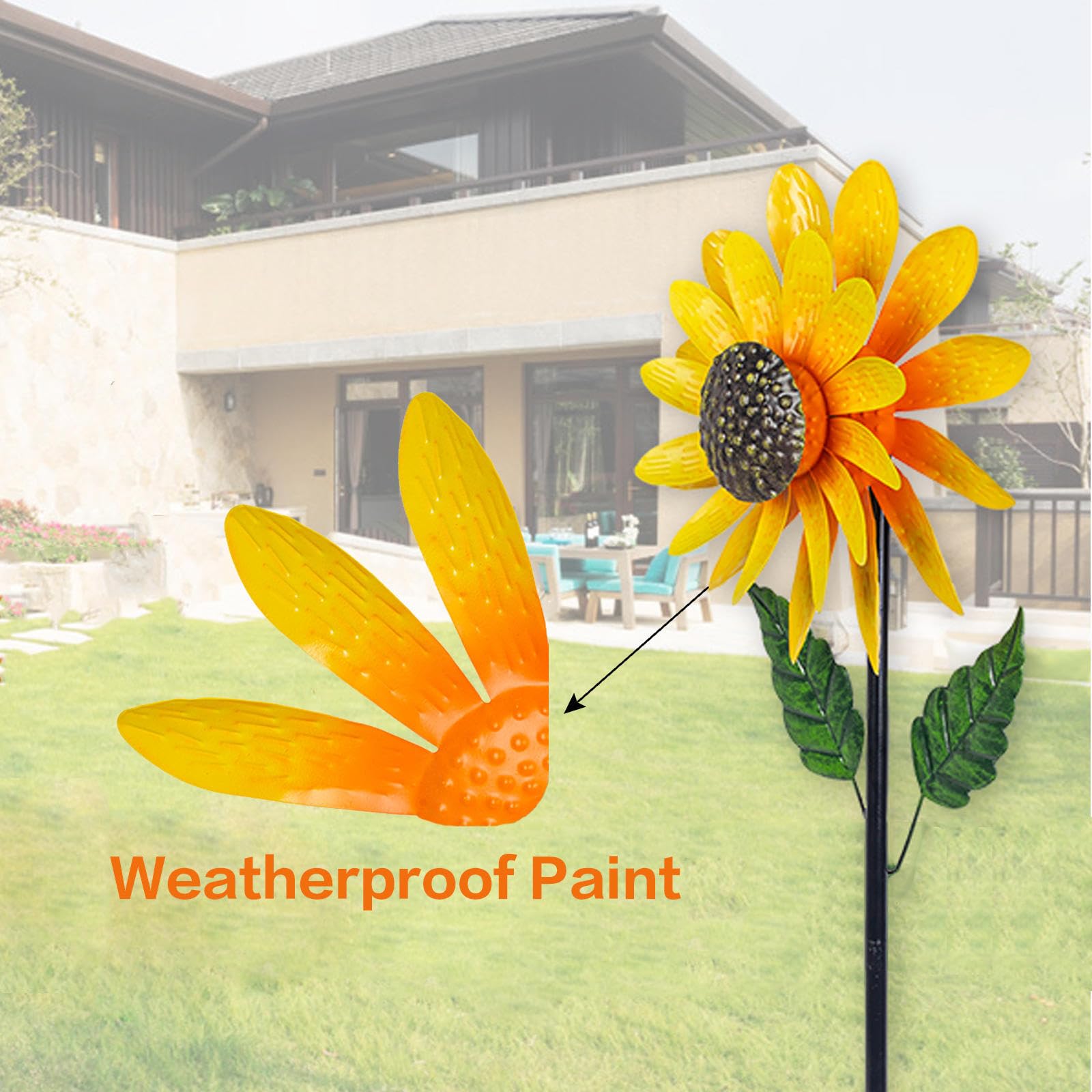 Sonnenblumen Windmühle, Garten Sonnenblume Wind Spinner Windrad Edelstahl Rasen Und Outdoor