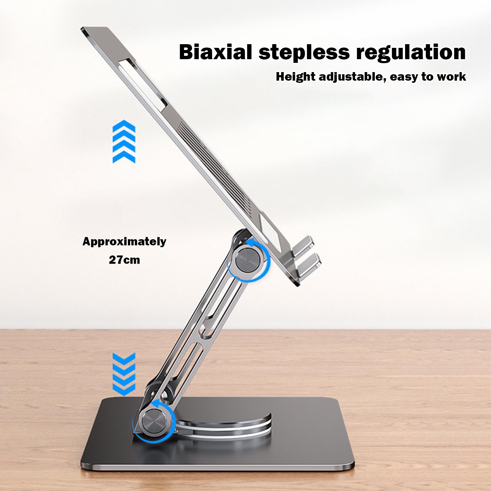 Supporto per laptop in alluminio, regolabile con cambio a 360°, pieghevole | in lega di alluminio, per notebook e tablet, ergonomico e portatile, per scrivania, ufficio e casa